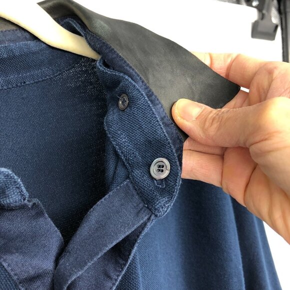 Gucci Men's Leather Collar Midnight Navy Short Sleeve Polo T- Shirt size L - Picture 7 of 16